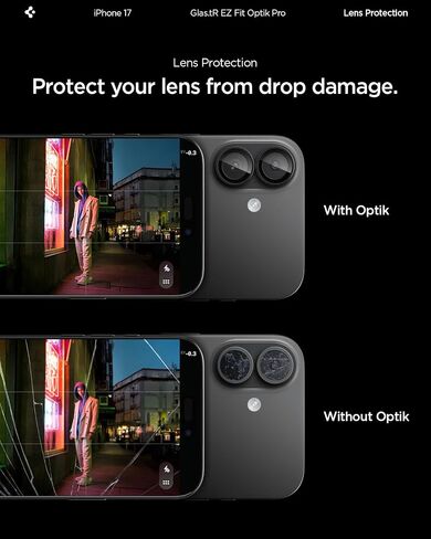 واقي شاشة لعدسة الكاميرا من Spigen [GlasTR EZ Fit Optik Pro] مصمم لهاتف iPhone 16 Plus/iPhone 16 [صديق للحافظة] - أسود [عبوة من قطعتين] in Saudi Arabia