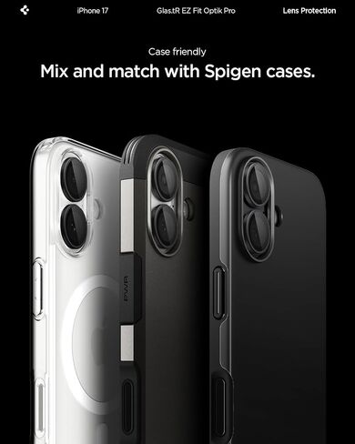 واقي شاشة لعدسة الكاميرا من Spigen [GlasTR EZ Fit Optik Pro] مصمم لهاتف iPhone 16 Plus/iPhone 16 [صديق للحافظة] - أسود [عبوة من قطعتين] in Saudi Arabia