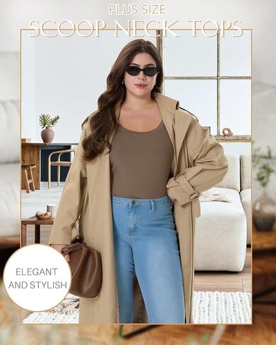 3 Pack Women's Plus Size Scoop Neck Long Sleeve Shirts, U Neck Loose Layer Tops Casual Soft Solid Basic Tees Blouses in Saudi Arabia