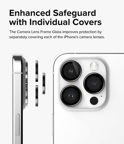 Ringke Camera Lens Frame Glass [Individual Lens Covers] Compatible with iPhone 15 Camera Lens Protector and iPhone 15 Plus Camera Lens Protector, Tempered Glass and Aluminum Alloy Frames - Black in Saudi Arabia