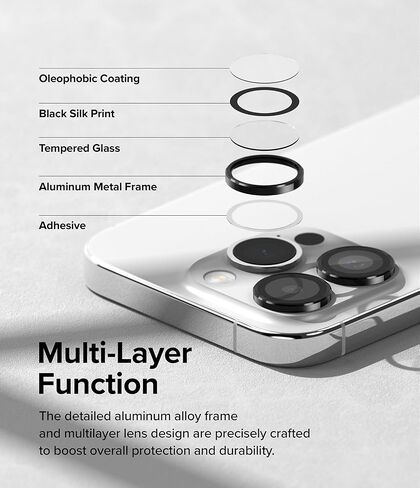 Ringke Camera Lens Frame Glass [Individual Lens Covers] Compatible with iPhone 15 Camera Lens Protector and iPhone 15 Plus Camera Lens Protector, Tempered Glass and Aluminum Alloy Frames - Black in Saudi Arabia