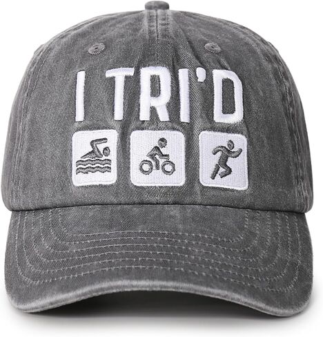 InnoBeta Triathlon Gifts, Triathlon Hat for Men Women for Christmas, Birthday, Adjustable Embroidered Baseball Cap Gray in Saudi Arabia