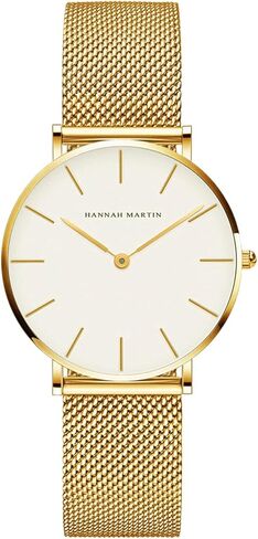 ساعات ذهبية للنساء ساعة كوارتز مستديرة أنيقة الحد الأدنى مقاوم للماء سوار السيدات ساعة معصم، سوار من الفولاذ المقاوم للصدأ، Reloj Mujer in Kuwait