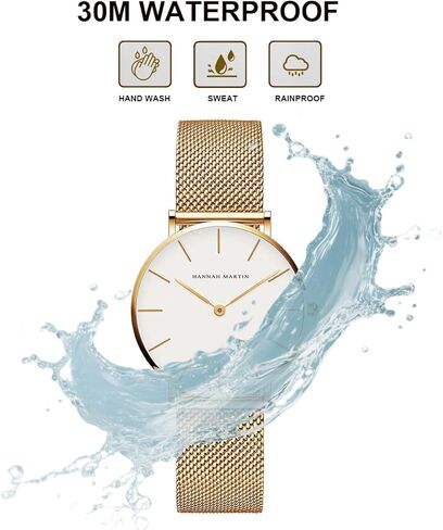 ساعات ذهبية للنساء ساعة كوارتز مستديرة أنيقة الحد الأدنى مقاوم للماء سوار السيدات ساعة معصم، سوار من الفولاذ المقاوم للصدأ، Reloj Mujer in Kuwait