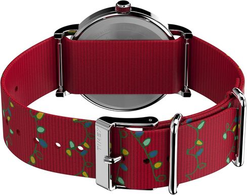 Timex x Peanuts Women's Weekender Holiday 38mm Watch - Red Strap White Dial Silver-Tone Case in Saudi Arabia