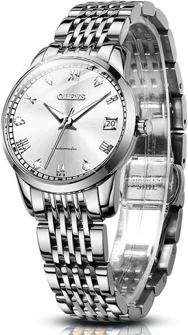 OLEVS Womens Automatic Watches Diamond Stainless Steel Self Winding Ladies Dress Wrist Watches Luminous Waterproof in Saudi Arabia