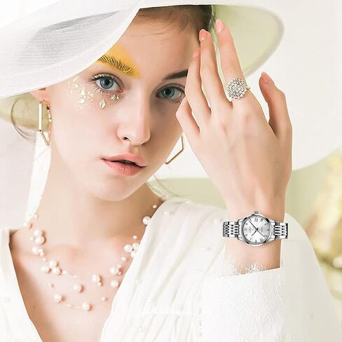 OLEVS Womens Automatic Watches Diamond Stainless Steel Self Winding Ladies Dress Wrist Watches Luminous Waterproof in Saudi Arabia