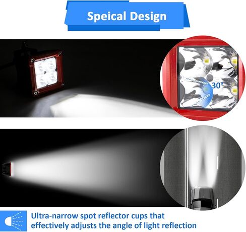 Wsays LED Pod Lights 3 Inch 40W Spot Beam Cube Driving Ditch Lights Square Offroad Light with Spot Light Rocker Switch and Wiring Harness Fuse Relay Kit for Truck Car ATV UTV SUV, Black and Red in Saudi Arabia