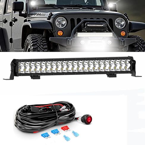 26 inch144W Amber & White 6‑Mode LED Light Bar – Dual‑Row Spot & Flood Combo, 15000 LM IP68 Waterproof Strobe/Fog Off‑Road Light for Truck, Jeep, UTV, ATV, Boat, 12 V(Without Wiring Harness) in Saudi Arabia