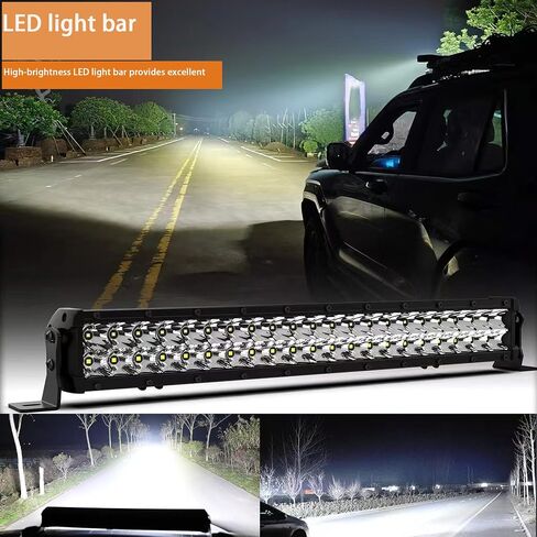 26 inch144W Amber & White 6‑Mode LED Light Bar – Dual‑Row Spot & Flood Combo, 15000 LM IP68 Waterproof Strobe/Fog Off‑Road Light for Truck, Jeep, UTV, ATV, Boat, 12 V(Without Wiring Harness) in Saudi Arabia
