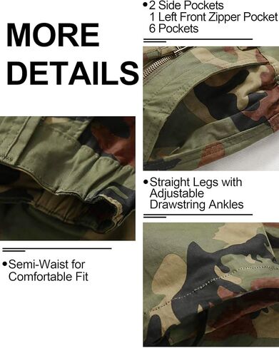 Cargo Pants Women Baggy Camo Tactical Pants Straight Leg Casual Y2K Work Trousers with 9 Pockets No Belt in Kuwait