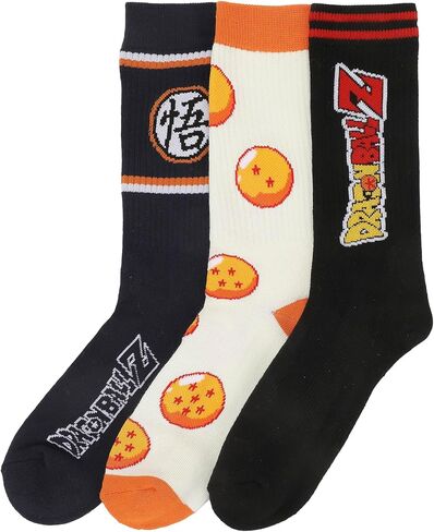 Bioworld Dragon Ball Z Stripe, AOP and Logo Mens Athletic Crew Socks 3 Pack in Saudi Arabia