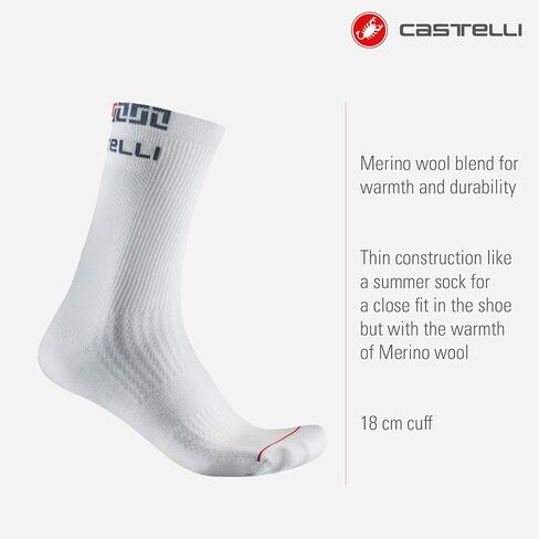 CASTELLI Men’s Bandito Merino 18 Sock, Lightweight, Warm Road Cycling Accessory with Moisture Control for Cold Rides in Saudi Arabia
