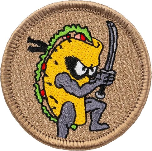 Ninja Taco Patrol Patch - 2" Diameter Round Embroidered Patch (Hook-Fastener Only) in Saudi Arabia