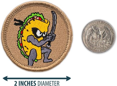 Ninja Taco Patrol Patch - 2" Diameter Round Embroidered Patch (Hook-Fastener Only) in Saudi Arabia