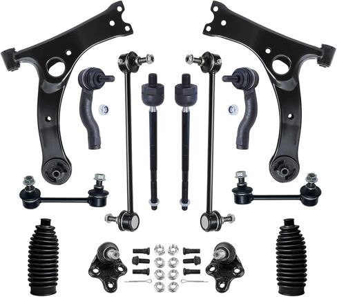 Detroit Axle - Front End 14pc Suspension Kit for 2001-2005 Toyota Rav4 2002 2003 2004, 2 Lower Control Arms, 2 Lower Ball Joints, 4 Inner & Outer Tie Rods, 4 Front Rear Sway Bars, 2 Boots, Replacement in Saudi Arabia