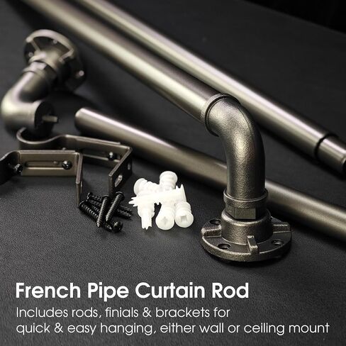 Vintage Industrial Window Curtain Rod, 1-Inch Diameter, Adjustable 72 to 144 Inches, Aged Bronze Finish in Saudi Arabia