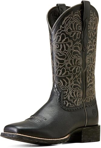 Ariat Womens Round Up Remuda Western Boot Black Deertan 9 Wide in Saudi Arabia