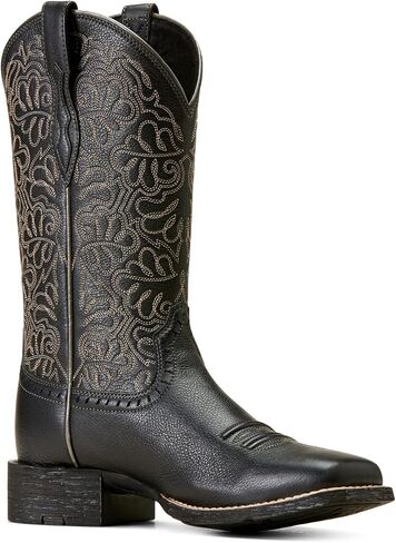 Ariat Womens Round Up Remuda Western Boot Black Deertan 9 Wide in Saudi Arabia