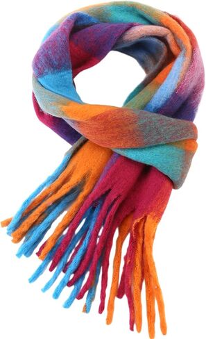 Women's Scarves Winter, Super Soft Scarf for Women Women's Cashmere Big Coloured Checked Scarf in Saudi Arabia
