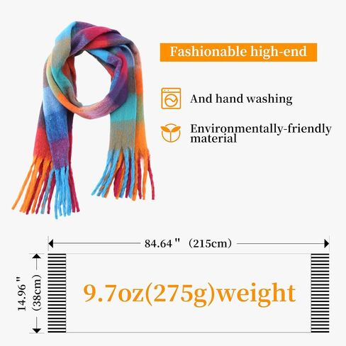 Women's Scarves Winter, Super Soft Scarf for Women Women's Cashmere Big Coloured Checked Scarf in Saudi Arabia