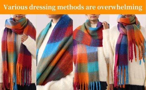 Women's Scarves Winter, Super Soft Scarf for Women Women's Cashmere Big Coloured Checked Scarf in Saudi Arabia