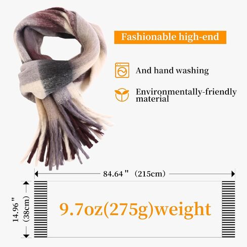 Women's Scarves Winter, Super Soft Scarf for Women Women's Cashmere Big Coloured Checked Scarf in Saudi Arabia