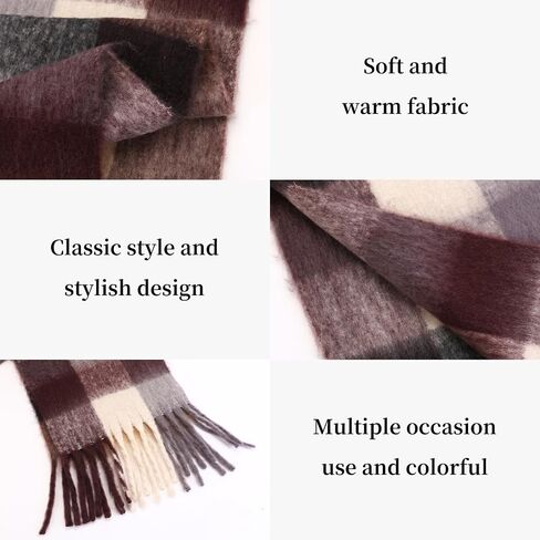 Women's Scarves Winter, Super Soft Scarf for Women Women's Cashmere Big Coloured Checked Scarf in Saudi Arabia