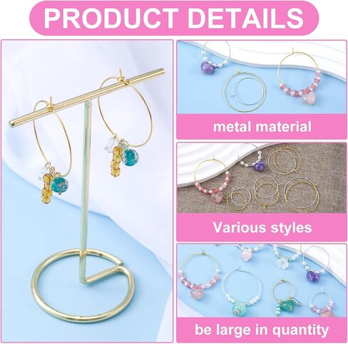 120pcs Hypoallergenic Earring Beading Hoops, 20mm 25mm 30mm 35mm Round Hoop Earrings Findings, Open Earring Wire Ring Accessories for Jewelry Making- Gold in Saudi Arabia