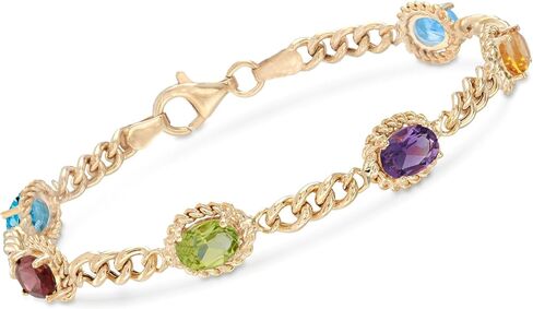 Ross-Simons 5.00 ct. t.w. Multi-Stone Link Bracelet in 18kt Gold Over Sterling Silver in Saudi Arabia