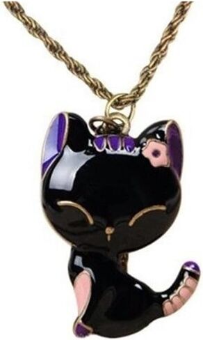 Fashion Lovely Black Cat Necklace with Shinning Black Paint Finished in Saudi Arabia