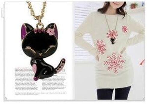 Fashion Lovely Black Cat Necklace with Shinning Black Paint Finished in Saudi Arabia