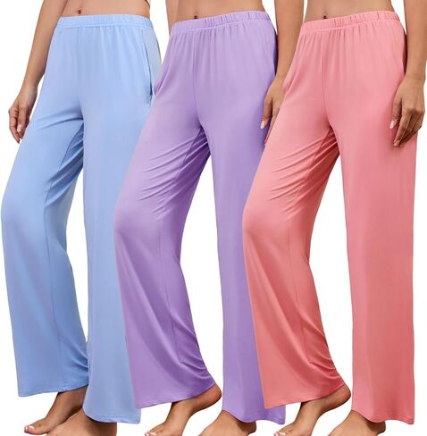 PNAEONG 3 Pack: Womens Pajama Pants, Comfy Lounge Bottoms for Women PJ Sleep Pants Sleepwear,S-2XL in Kuwait
