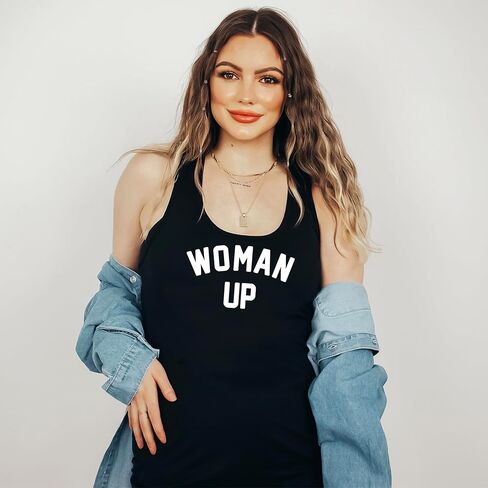 Olive Loves Apple Woman Up Tank Top for Women and Teens Women Empowerment & Motivational Feminist Shirt in Saudi Arabia