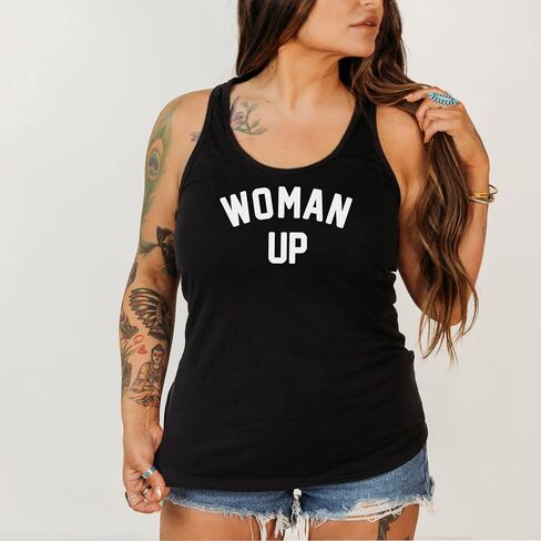 Olive Loves Apple Woman Up Tank Top for Women and Teens Women Empowerment & Motivational Feminist Shirt in Saudi Arabia
