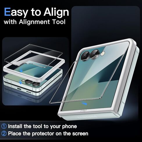 JETech Front Screen Protector for Samsung Galaxy Z Flip 6, Tempered Glass Film with Easy Installation Tool, Case-Friendly, HD Clear, 3-Pack in Saudi Arabia