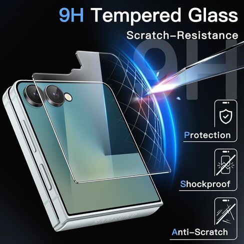 JETech Front Screen Protector for Samsung Galaxy Z Flip 6, Tempered Glass Film with Easy Installation Tool, Case-Friendly, HD Clear, 3-Pack in Saudi Arabia
