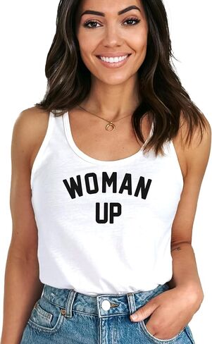 Olive Loves Apple Woman Up Tank Top for Women and Teens Women Empowerment & Motivational Feminist Shirt in Saudi Arabia