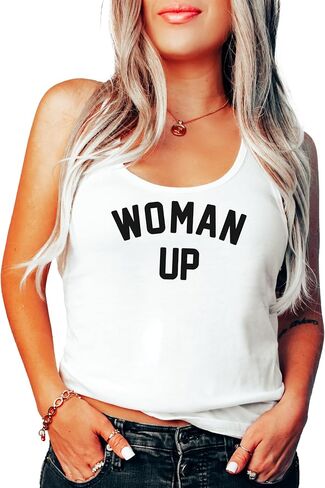 Olive Loves Apple Woman Up Tank Top for Women and Teens Women Empowerment & Motivational Feminist Shirt in Saudi Arabia
