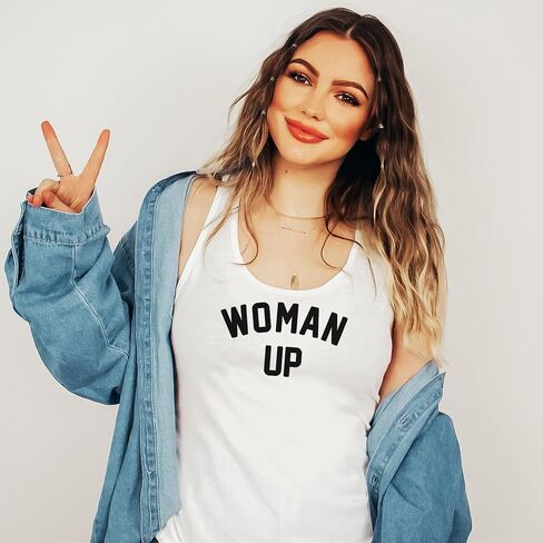 Olive Loves Apple Woman Up Tank Top for Women and Teens Women Empowerment & Motivational Feminist Shirt in Saudi Arabia
