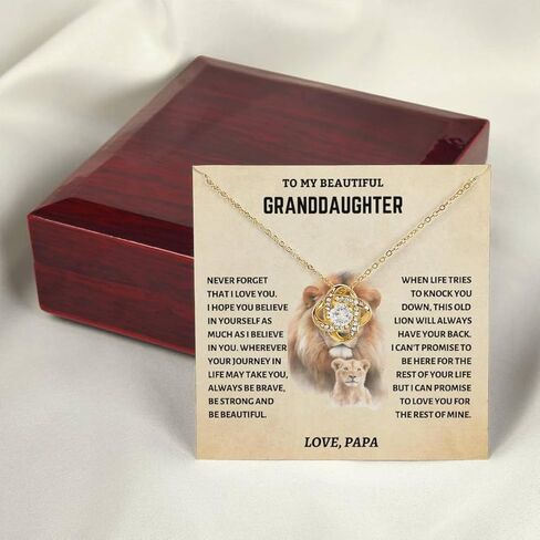 To My Granddaughter Necklace From Papa, Love Knot Necklace, Granddaughter Gifts From Papa, Gifts For Granddaughter On Birthday, Graduation, Christmas in Saudi Arabia