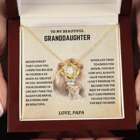 To My Granddaughter Necklace From Papa, Love Knot Necklace, Granddaughter Gifts From Papa, Gifts For Granddaughter On Birthday, Graduation, Christmas in Saudi Arabia