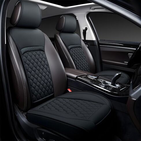 Front Car Seat Covers for Kia,Leather Waterproof Seat Protector Custom Fit Kia K4 K5 Seltos Carens Carnival NIRO Rio Cadenza,2 Pack,Black in Saudi Arabia