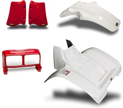 Maier White Front And Rear Plastic Fender Kit With Red Headlight Shell And Air Scoops for Honda ATC350X 1985-1986 in Saudi Arabia