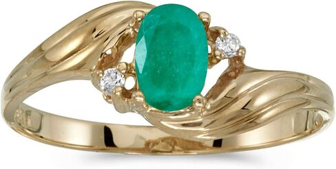 14k Yellow Gold Oval Emerald And Diamond Ring in Saudi Arabia