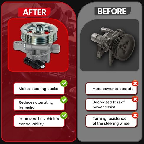 MOCA Power Steering Pump fits For Honda 2008-2012 Accord EX EX-L LX LX-P LX-S 2.4L, 2010-2012 Accord EX 2.4L, 2011-2012 Accord LX SE 2.4L in Saudi Arabia