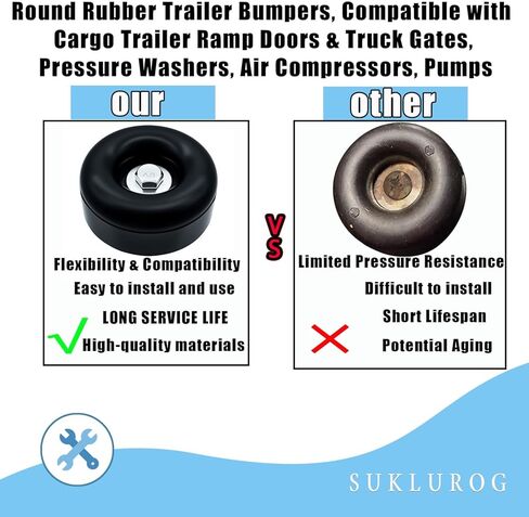 4 عبوات من مصدات المقطورة المطاطية المستديرة، وتوقفات مطاطية مستديرة مقاس 2.5 بوصة، متوافقة مع أبواب منحدر مقطورة البضائع وبوابات الشاحنات، وغسالات الضغط، وضواغط الهواء، والمضخات، و4 عبوات (بما في ذلك مجموعات البراغي) in Kuwait