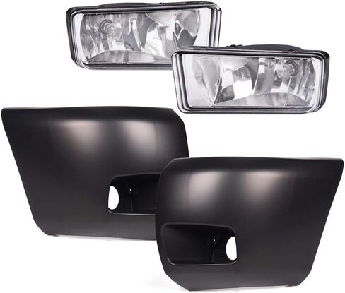 4Pcs Left&Right Front Primed Plastic Bumper End Extension Face Bar Cap With Fog Lights Replaces Compatible with Chevrolet Silverado 1500 2007-2013 in Saudi Arabia