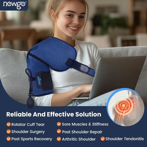 NEWGO Shoulder Ice Pack Wrap Gel Cold Pack Brace Support with Air Pump Cold Compress for Shoulder Injuries, Arthritis, Tendinitis, Sprains, Bursitis in Saudi Arabia
