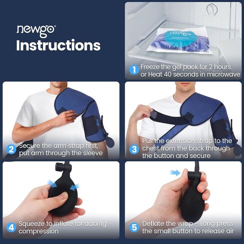 NEWGO Shoulder Ice Pack Wrap Gel Cold Pack Brace Support with Air Pump Cold Compress for Shoulder Injuries, Arthritis, Tendinitis, Sprains, Bursitis in Saudi Arabia